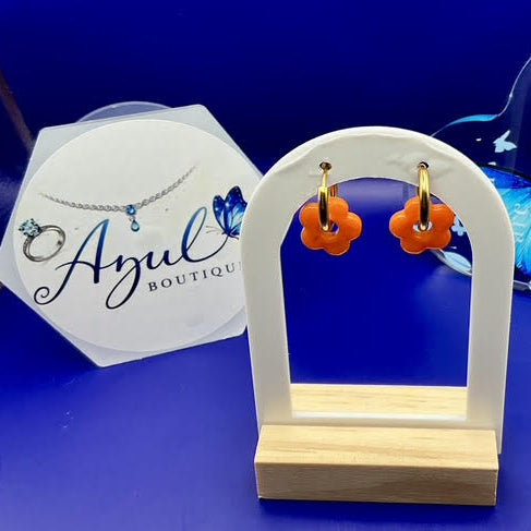 Orange Flower Earring