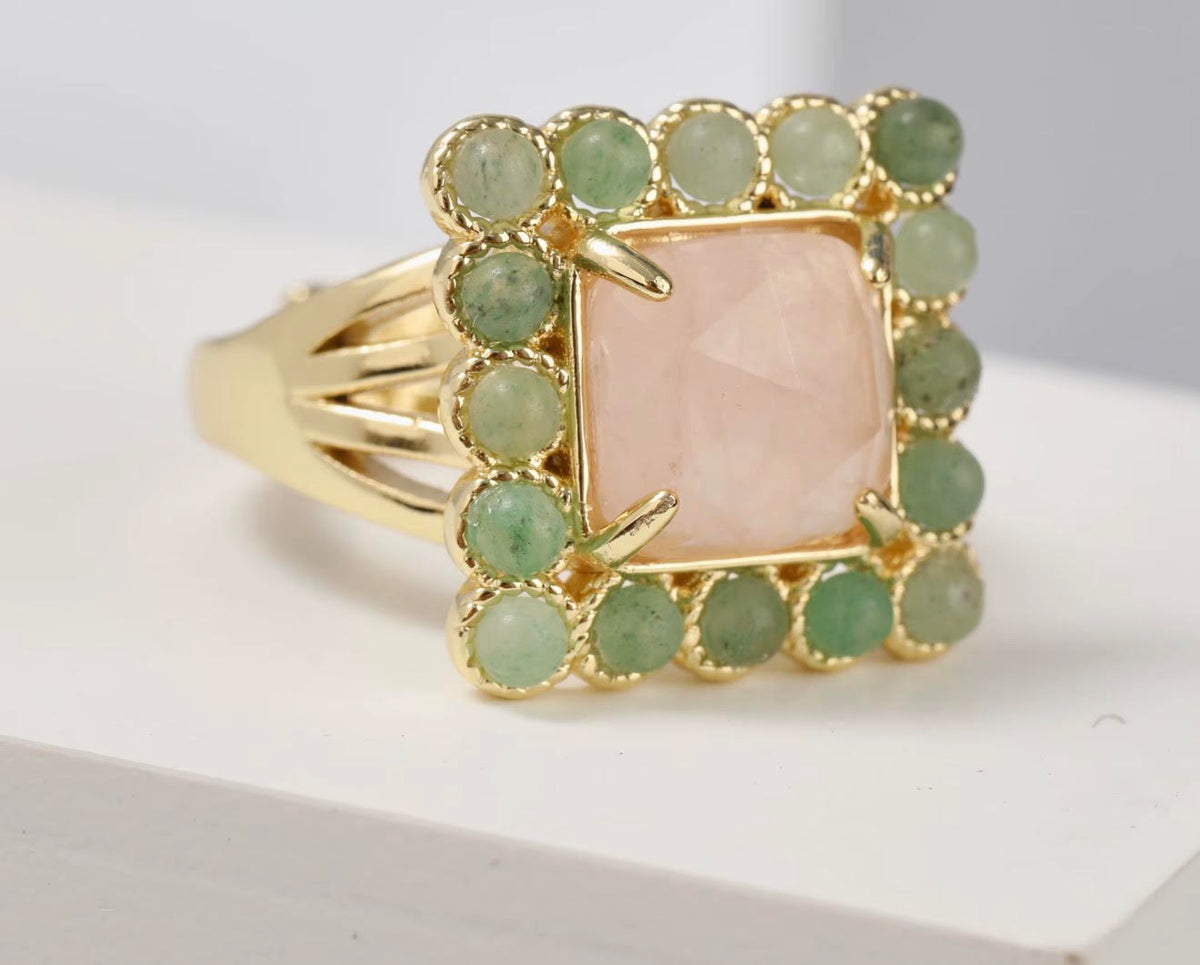 Natural Gemstone Beads Rings