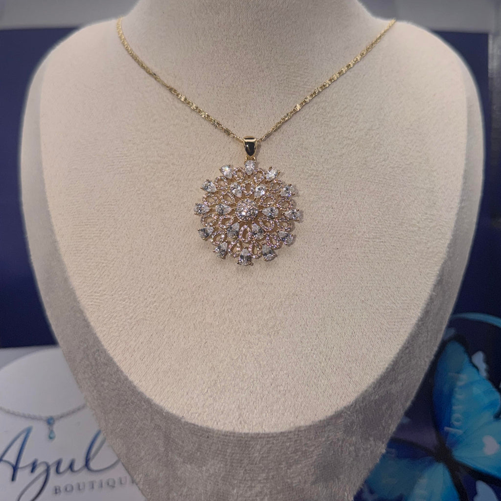 Radiant Bloom Crystal Pendant Necklace