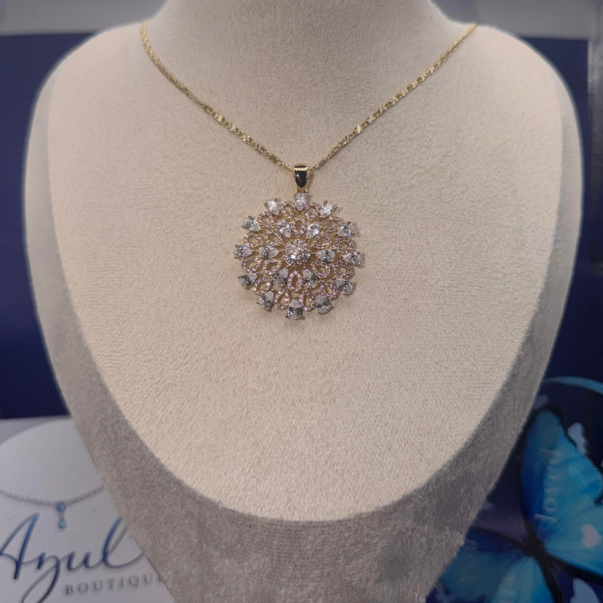 Radiant Bloom Crystal Pendant Necklace