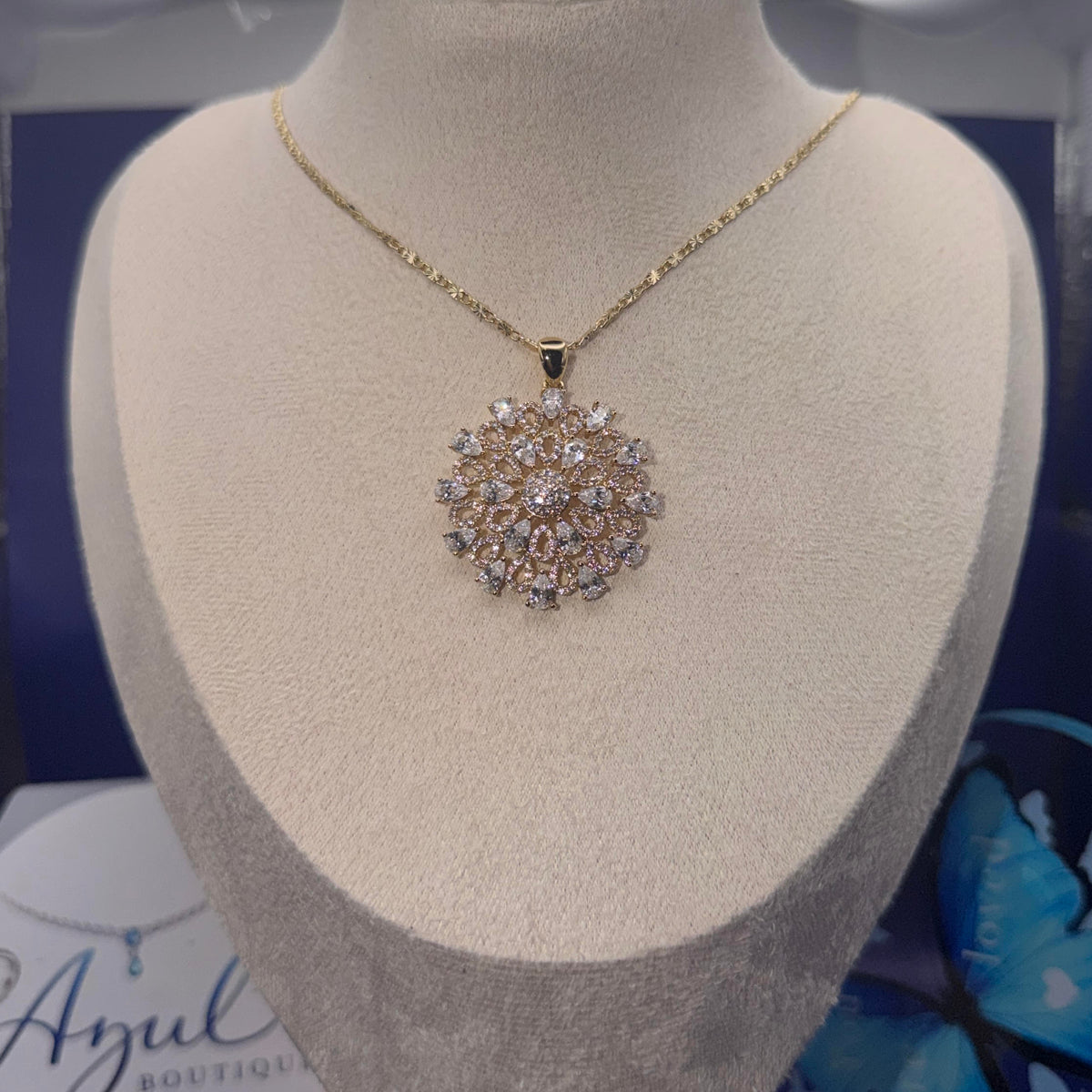 Radiant Bloom Crystal Pendant Necklace