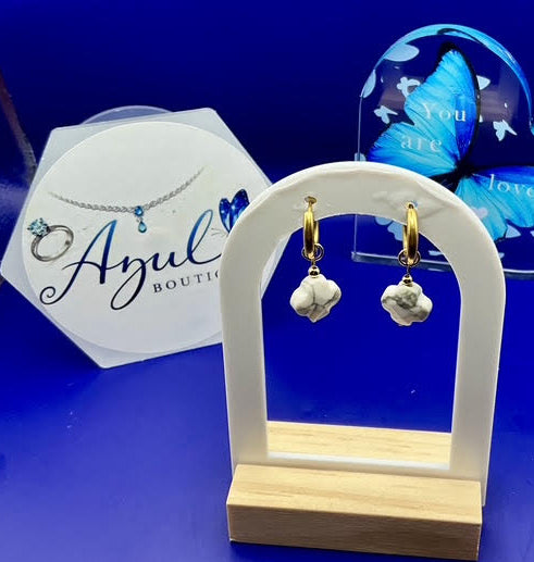 White & Gray Marble Earrings