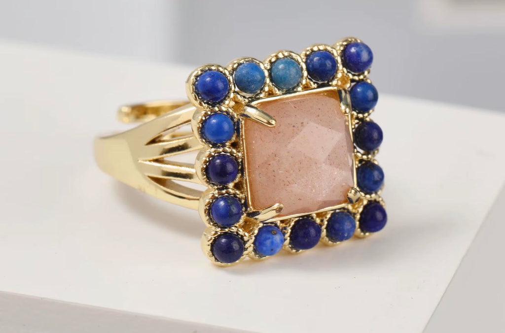 Natural Gemstone Beads Rings