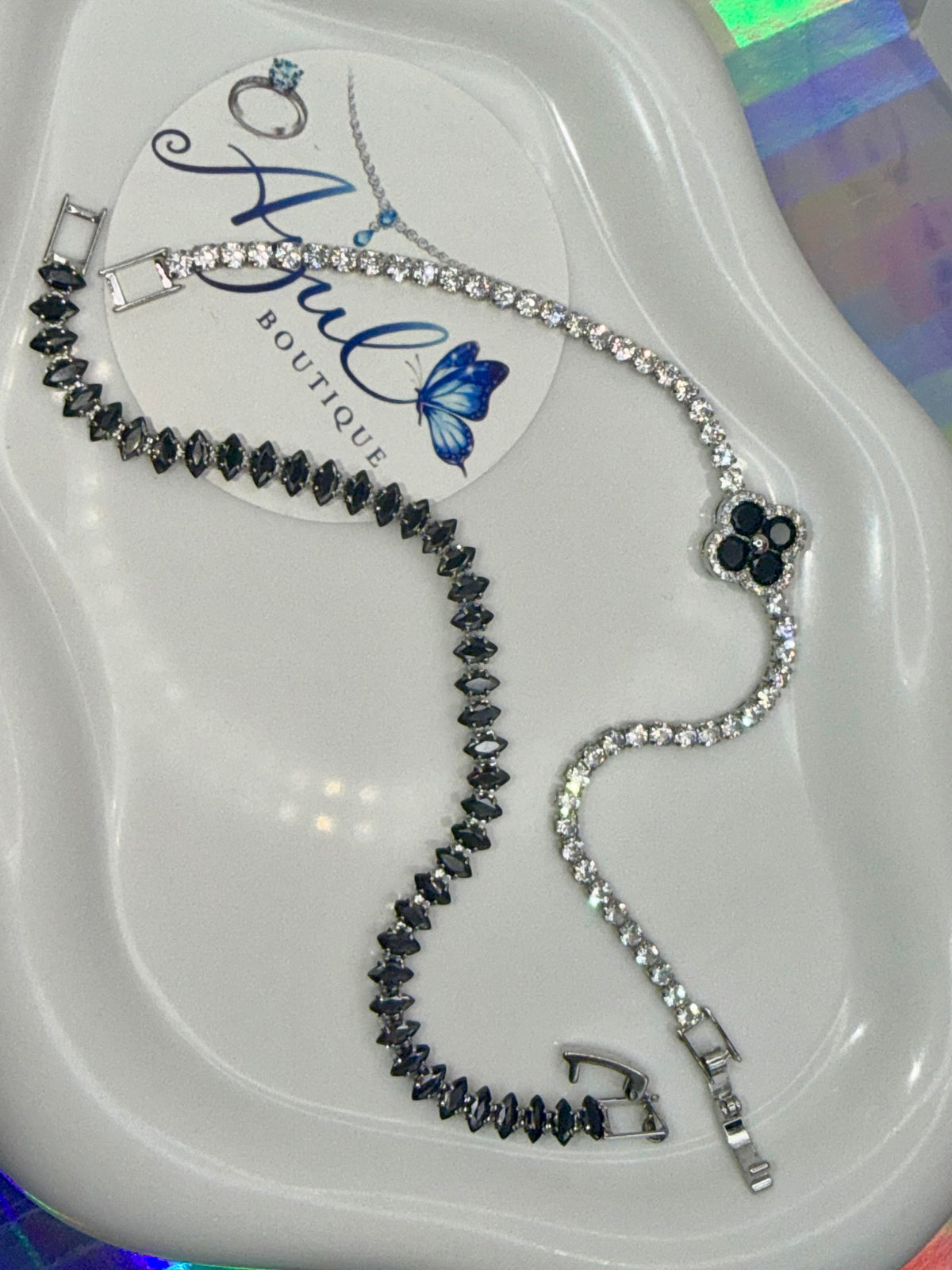 Black clover bracelet - silver