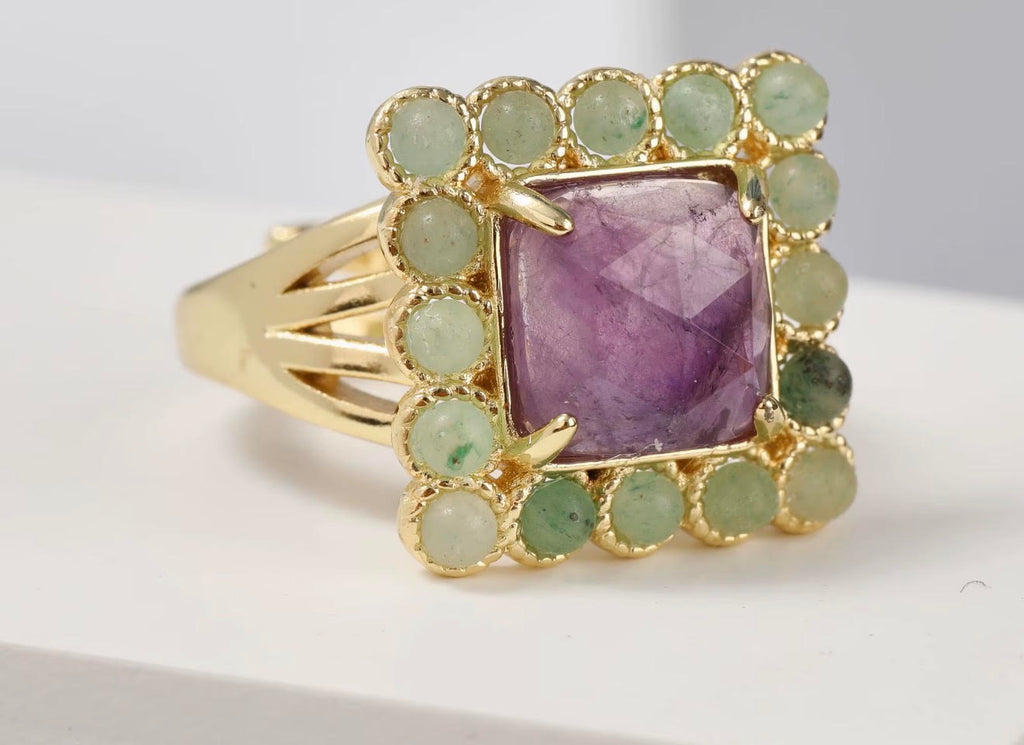 Natural Gemstone Beads Rings