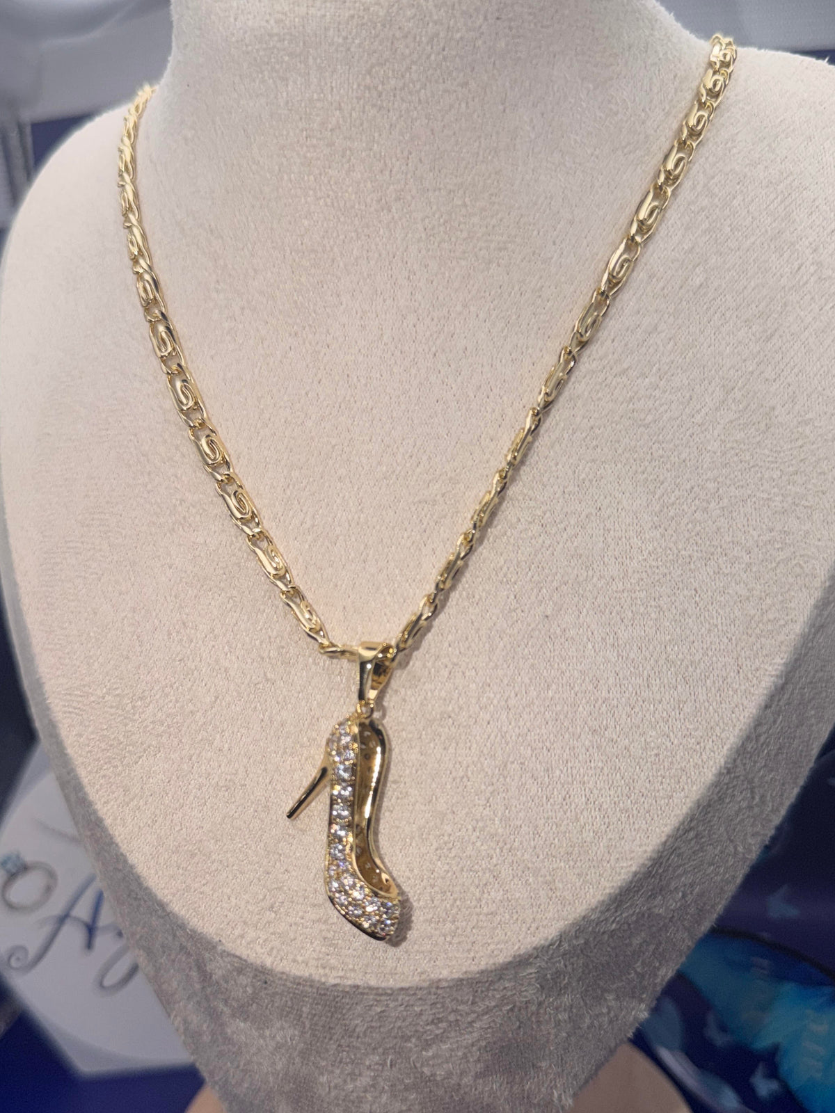 Stiletto Iced High-Heel Pendant Necklace