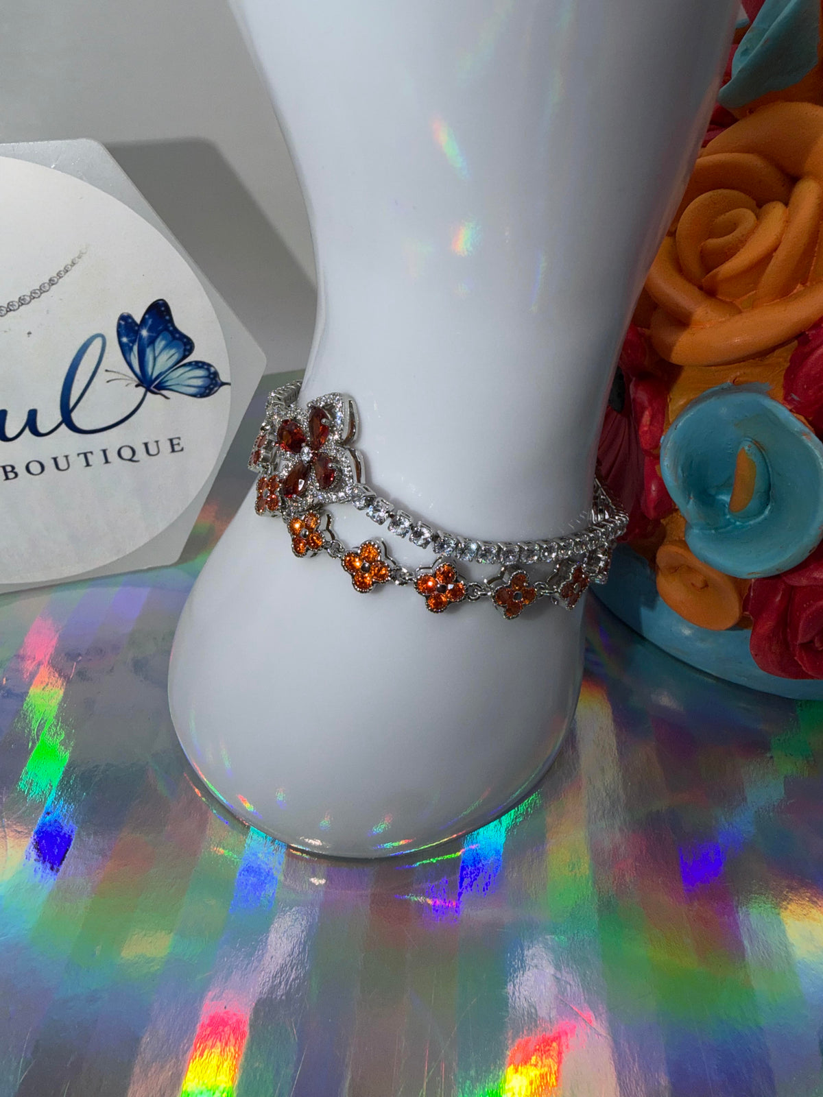 Orange clover bracelet set