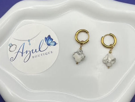 White & Gray Marble Earrings