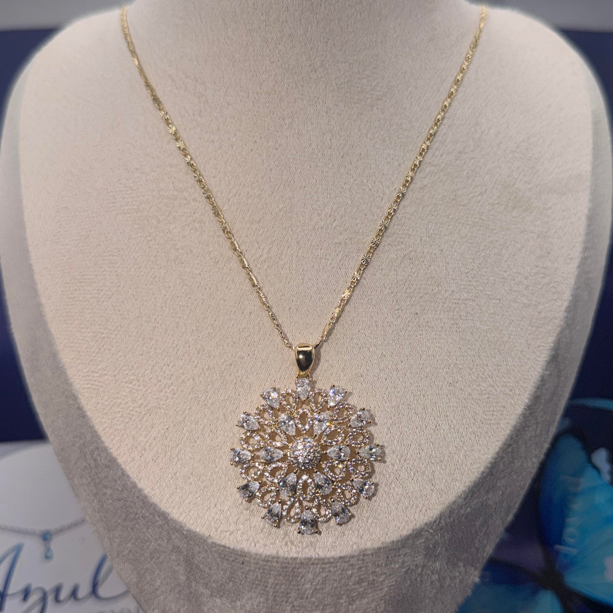 Radiant Bloom Crystal Pendant Necklace