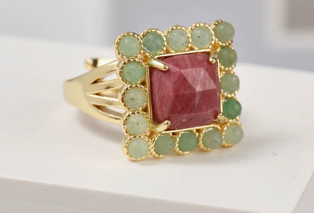Natural Gemstone Beads Rings