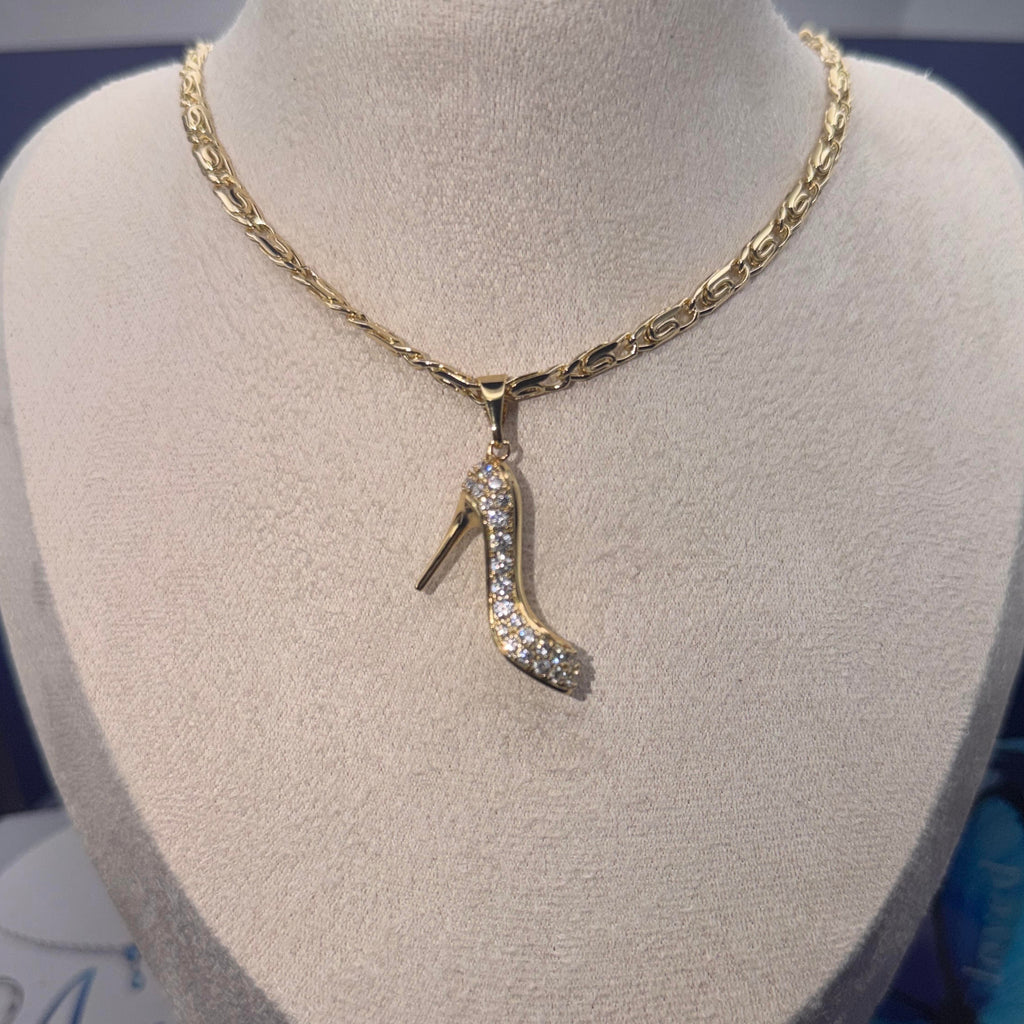 Stiletto Iced High-Heel Pendant Necklace
