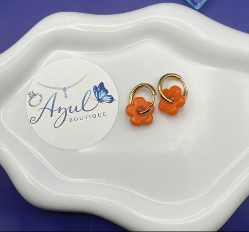 Orange Flower Earring