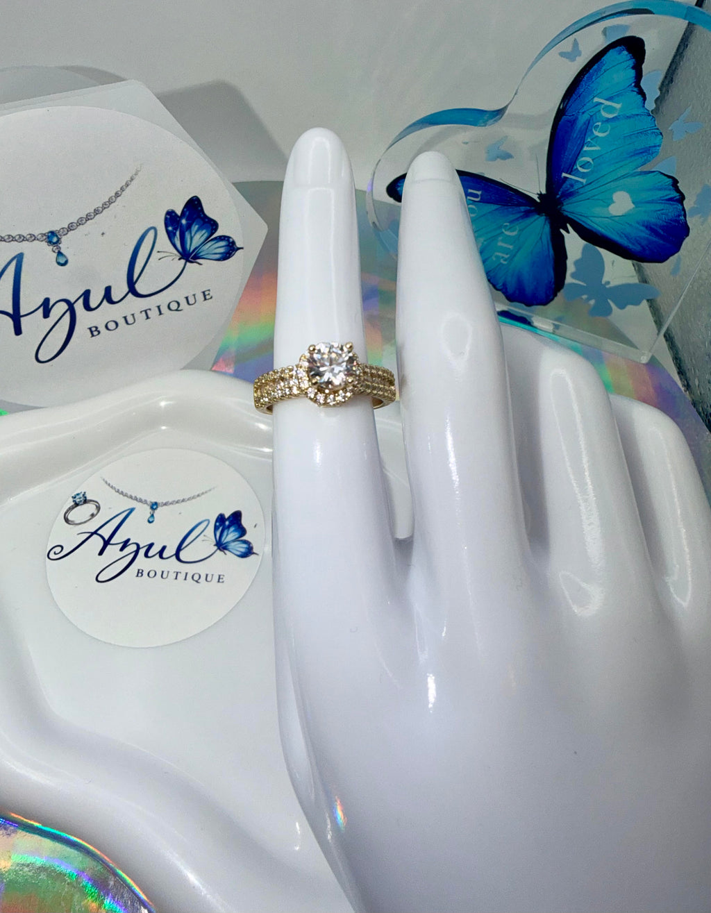 Golden Blossom Crystal Ring